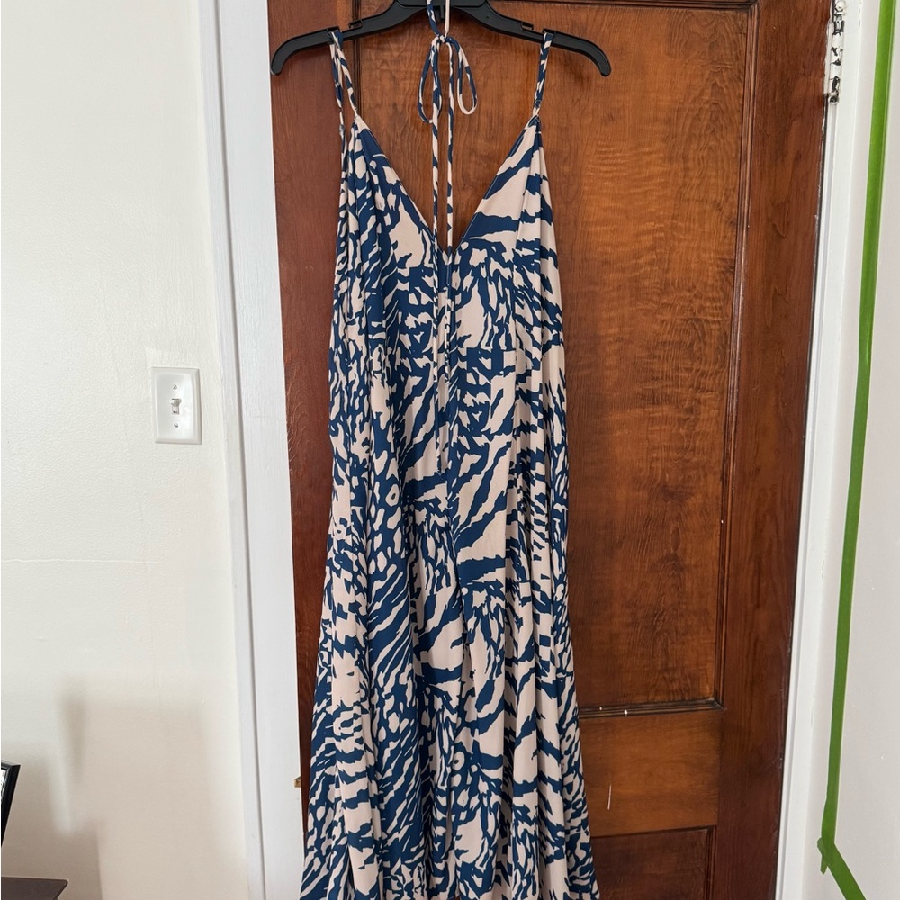 RESA Blue and Cream Abstract Dress